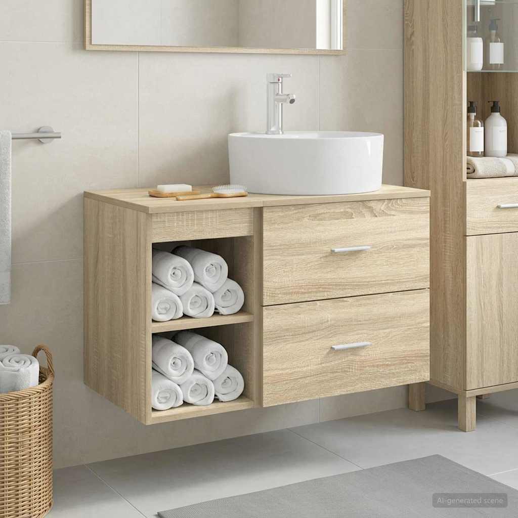 Badezimmermöbel-Set 2 stk. Sonoma-Eiche Holzwerkstoff