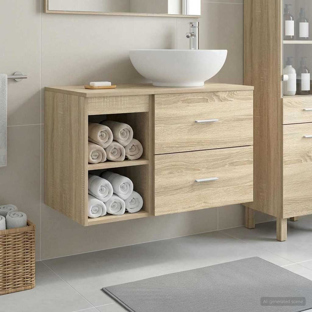 Badezimmermöbel-Set 2 stk. Sonoma-Eiche Holzwerkstoff
