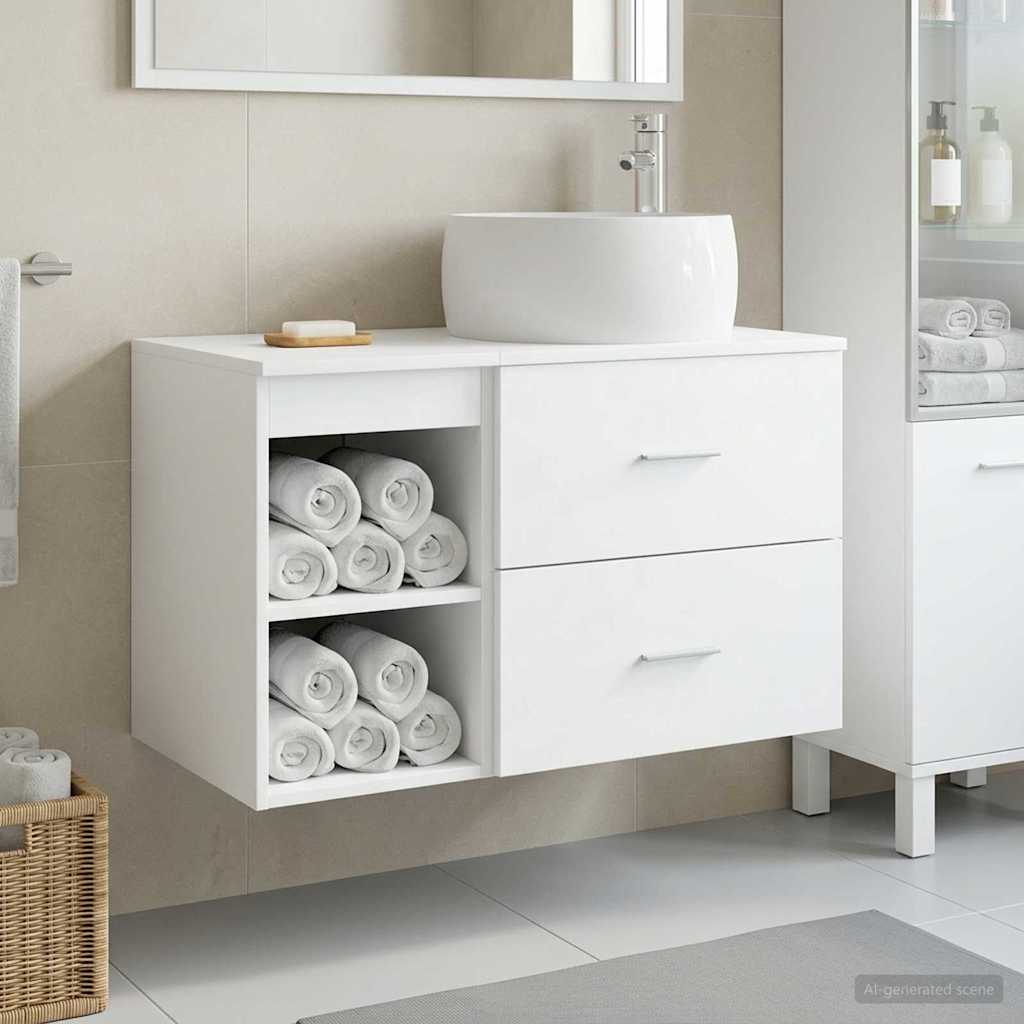 Badezimmermöbel-Set 2 stk. Weiß Holzwerkstoff