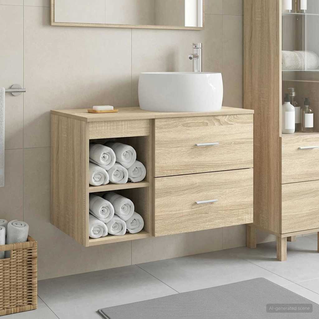 Badezimmermöbel-Set 2 stk. Sonoma-Eiche Holzwerkstoff