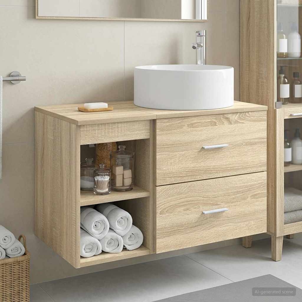 Badezimmermöbel-Set 2 stk. Sonoma-Eiche Holzwerkstoff