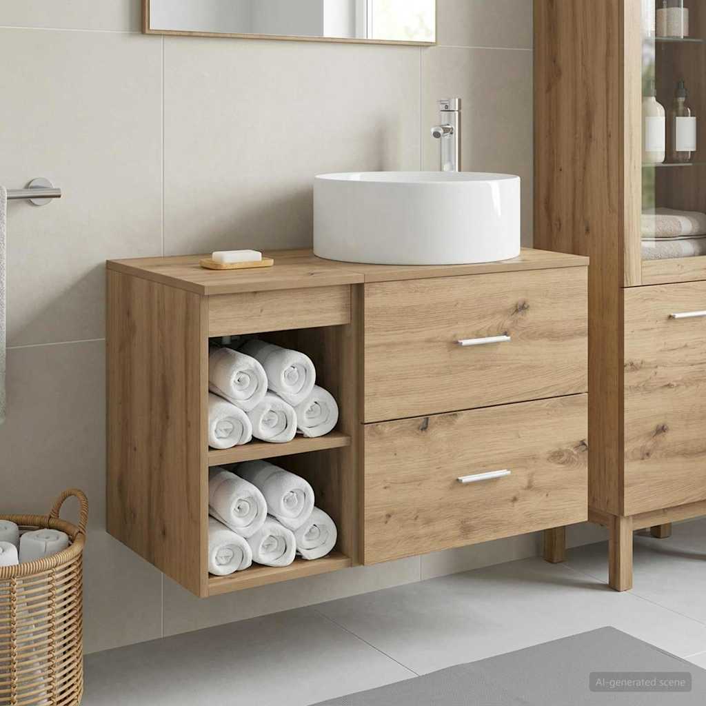Badezimmermöbel-Set 2 stk. Artisan-Eiche Holzwerkstoff