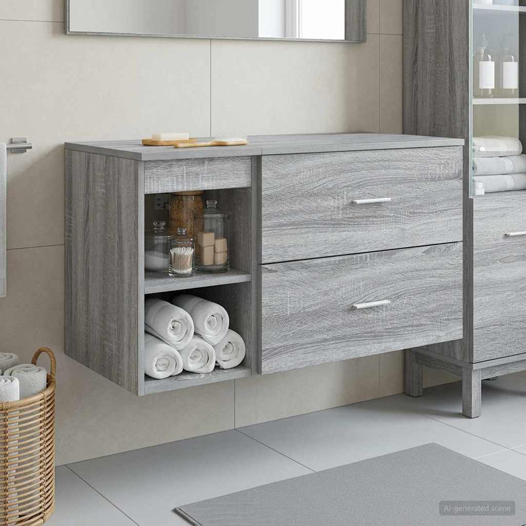 Badezimmermöbel-Set 2 stk. Grau Sonoma Holzwerkstoff