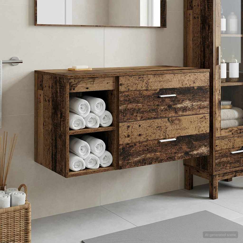 Badezimmermöbel-Set 2 stk. Altholz Holzwerkstoff