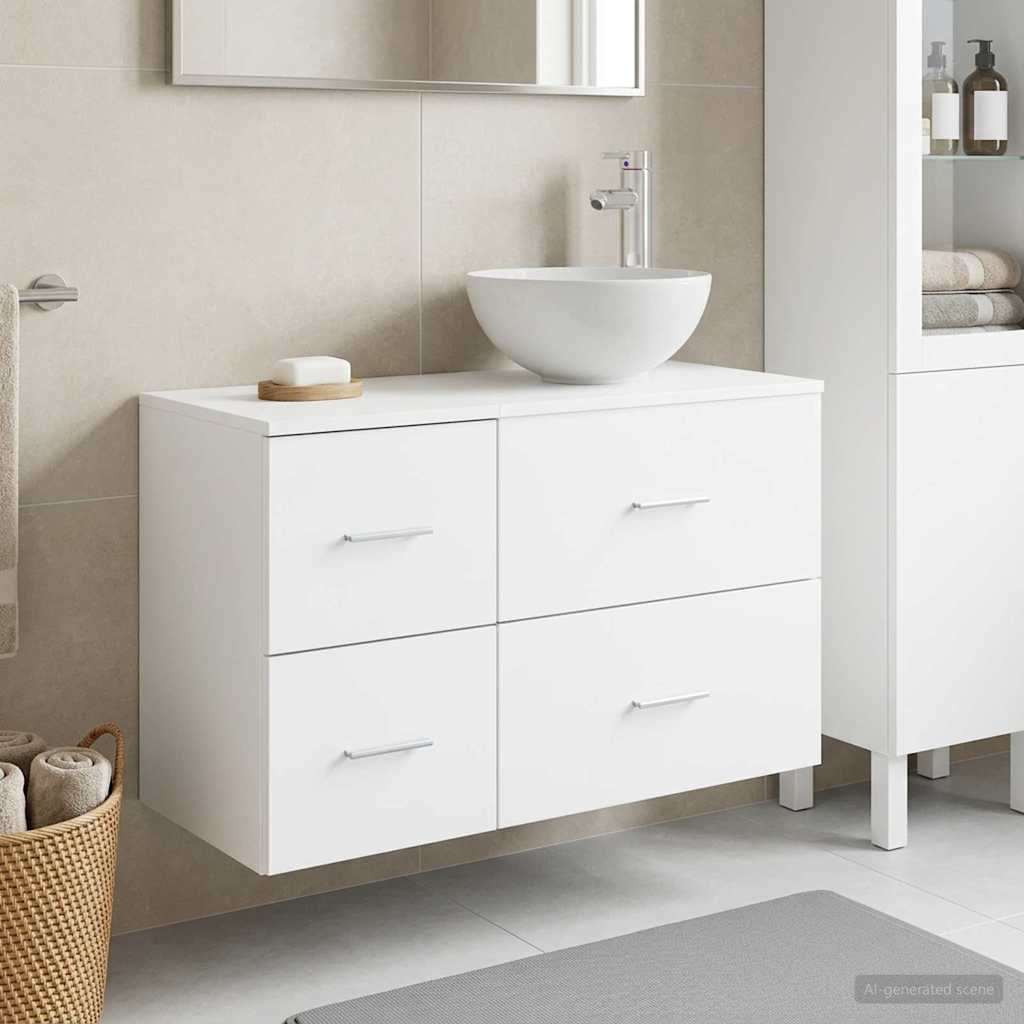 Badezimmermöbel-Set 2 stk. Weiß Holzwerkstoff