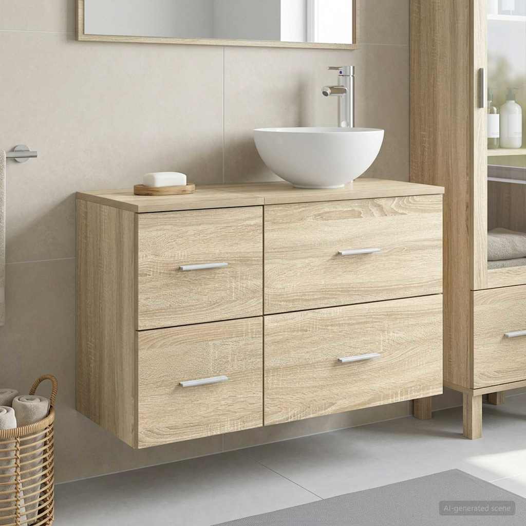 Badezimmermöbel-Set 2 stk. Sonoma-Eiche Holzwerkstoff
