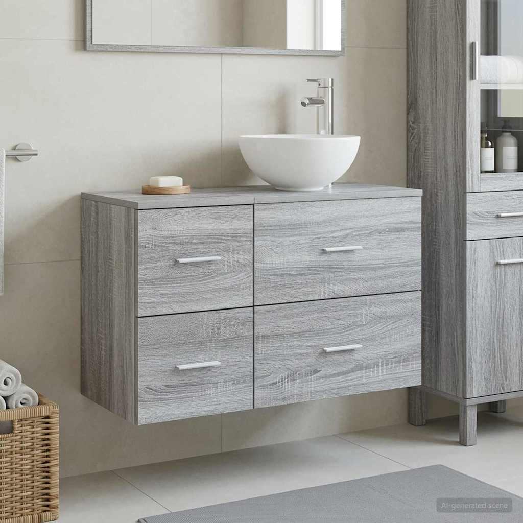 Badezimmermöbel-Set 2 stk. Grau Sonoma Holzwerkstoff