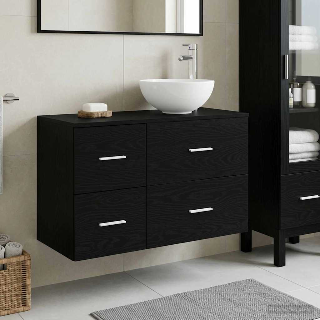 Badezimmermöbel-Set 2 stk. Schwarze Eiche Holzwerkstoff