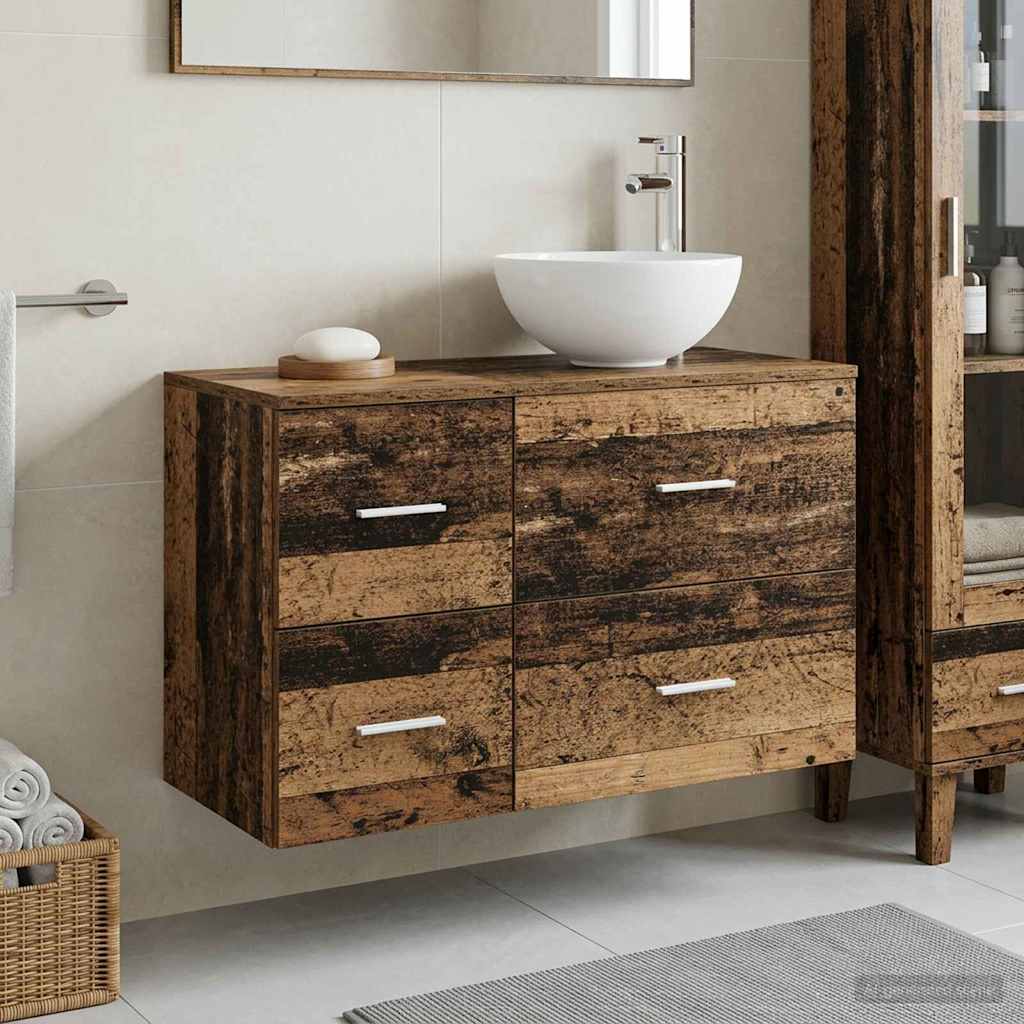 Badezimmermöbel-Set 2 stk. Altholz Holzwerkstoff