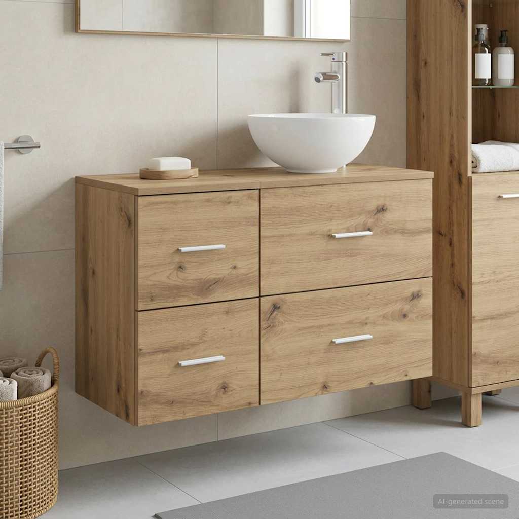 Badezimmermöbel-Set 2 stk. Artisan-Eiche Holzwerkstoff