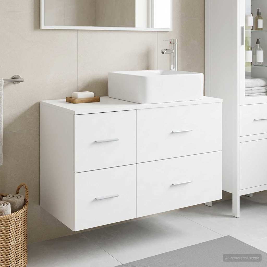 Badezimmermöbel-Set 2 stk. Weiß Holzwerkstoff
