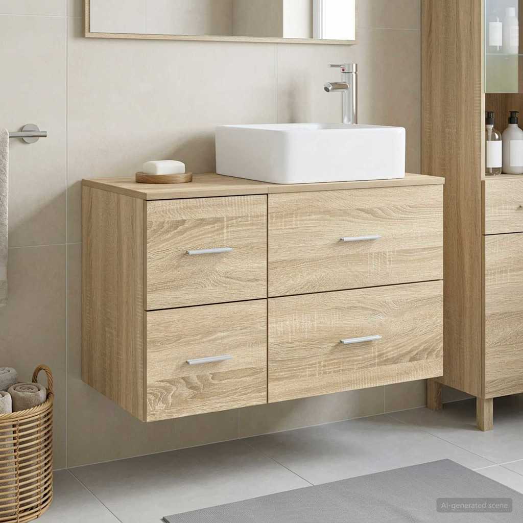 Badezimmermöbel-Set 2 stk. Sonoma-Eiche Holzwerkstoff