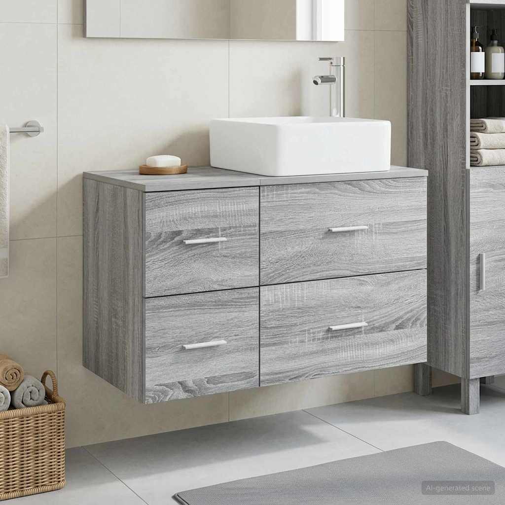 Badezimmermöbel-Set 2 stk. Grau Sonoma Holzwerkstoff