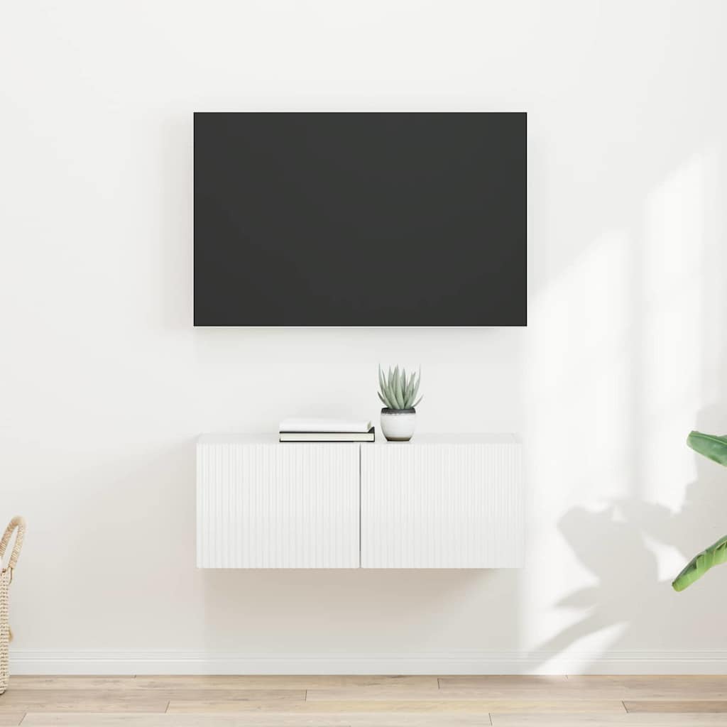 TV-Wandschrank 2 stk. Glänzend Weiß Holzwerkstoff