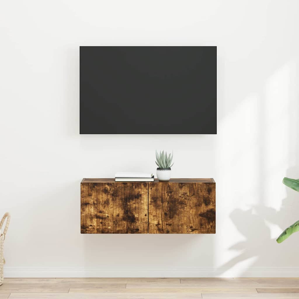 TV-Wandschrank 2 stk. Räuchereiche Holzwerkstoff