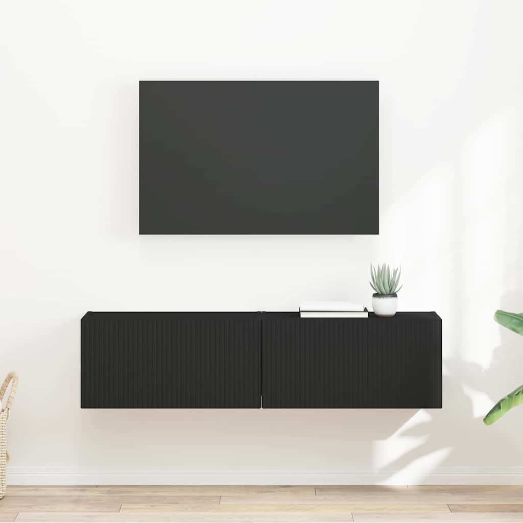 TV-Wandschrank 2 stk. Schwarz Holzwerkstoff