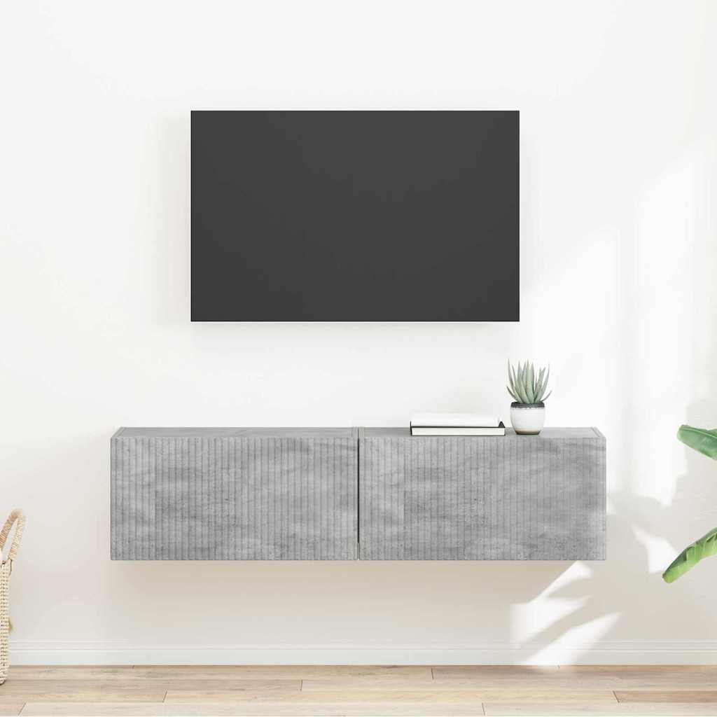 TV-Wandschrank 2 stk. Beton Holzwerkstoff