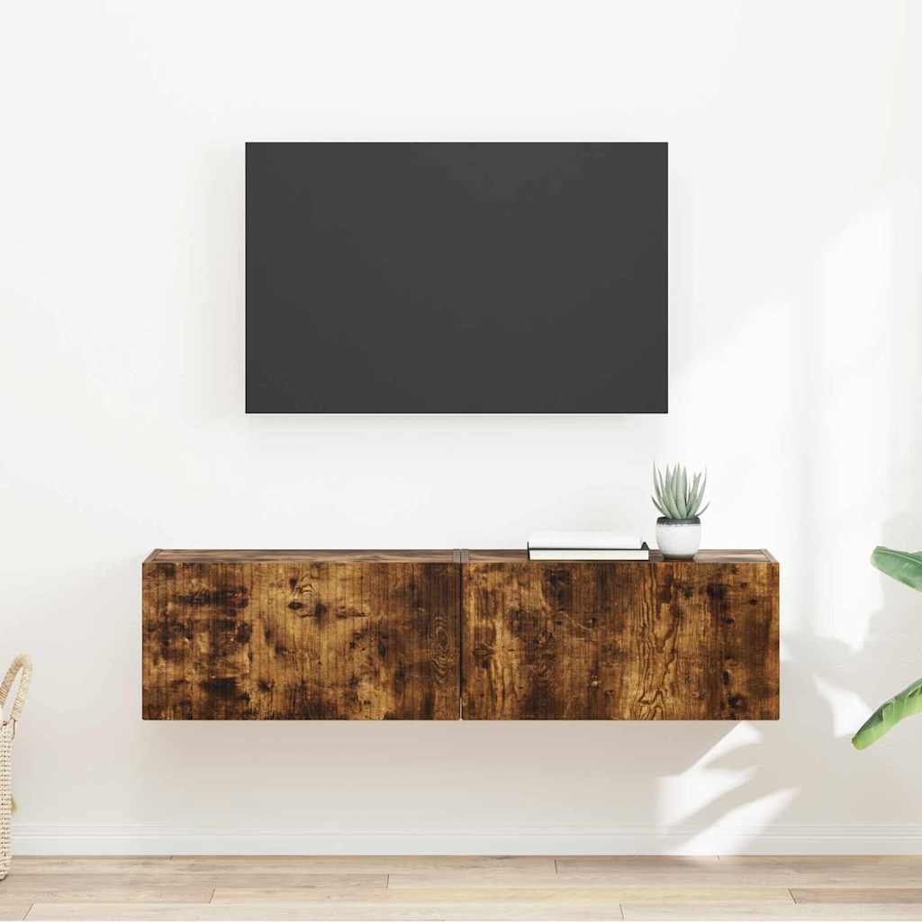 TV-Wandschrank 2 stk. Räuchereiche Holzwerkstoff
