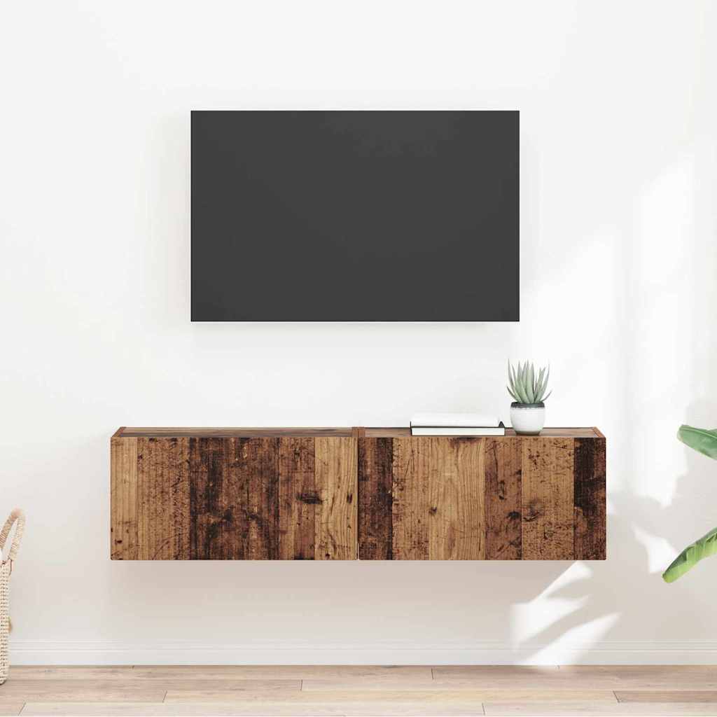 TV-Wandschrank 2 stk. Altholz Holzwerkstoff