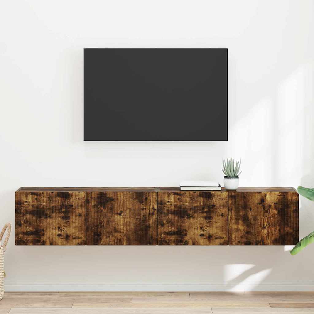 TV-Wandschrank 2 stk. Räuchereiche Holzwerkstoff