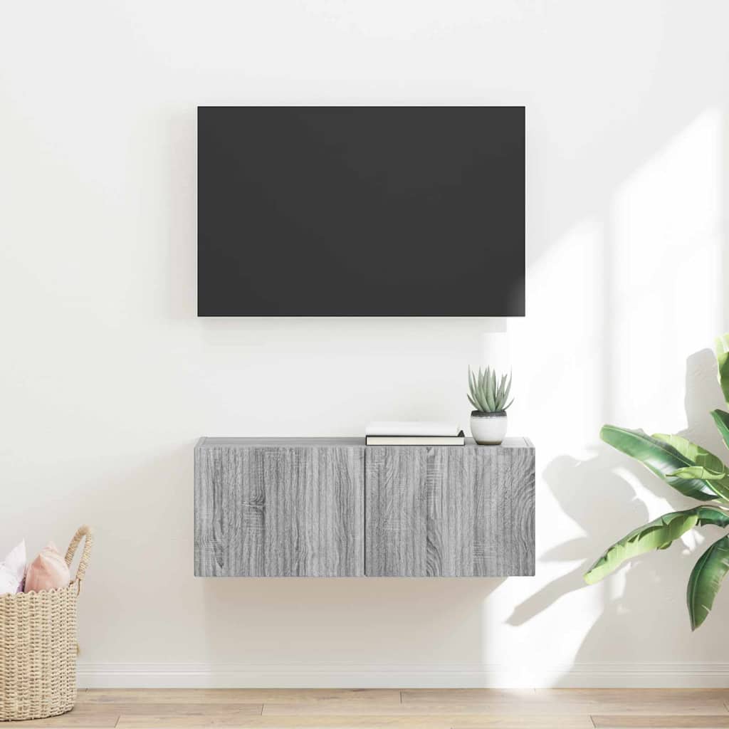 TV-Wandschrank 78,5 x 31 x 29,5 cm Sonoma-Grau Holzwerkstoff