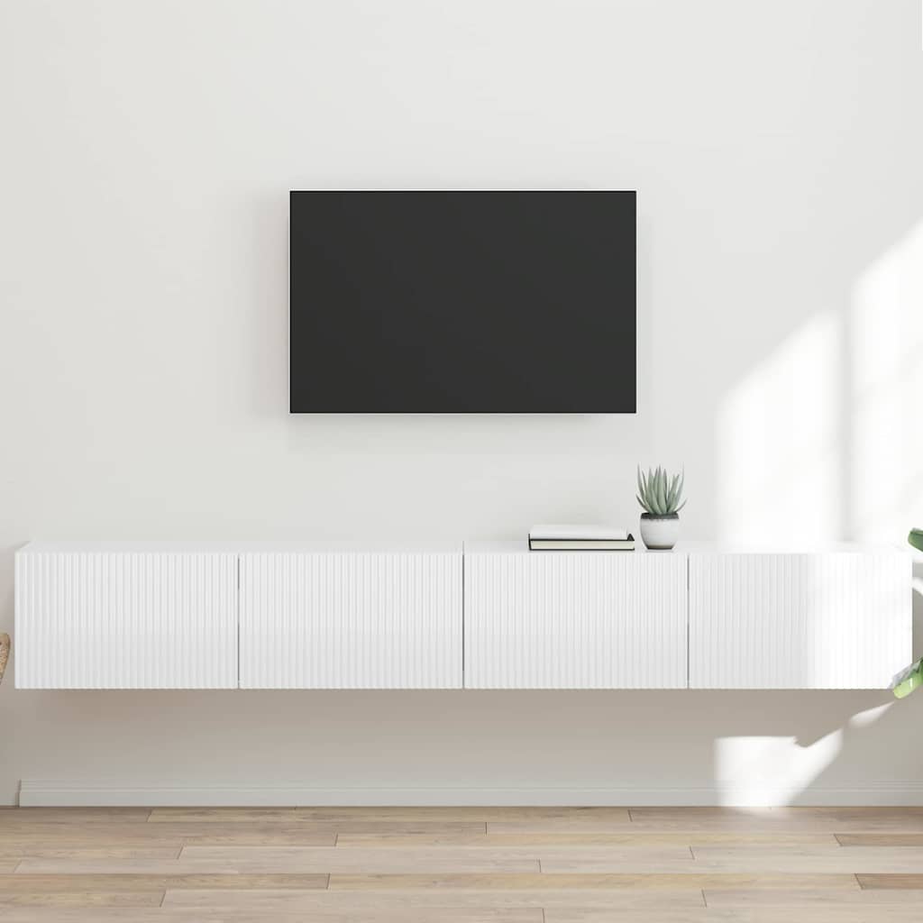 TV-Wandschrank 2 stk. Glänzend Weiß Holzwerkstoff