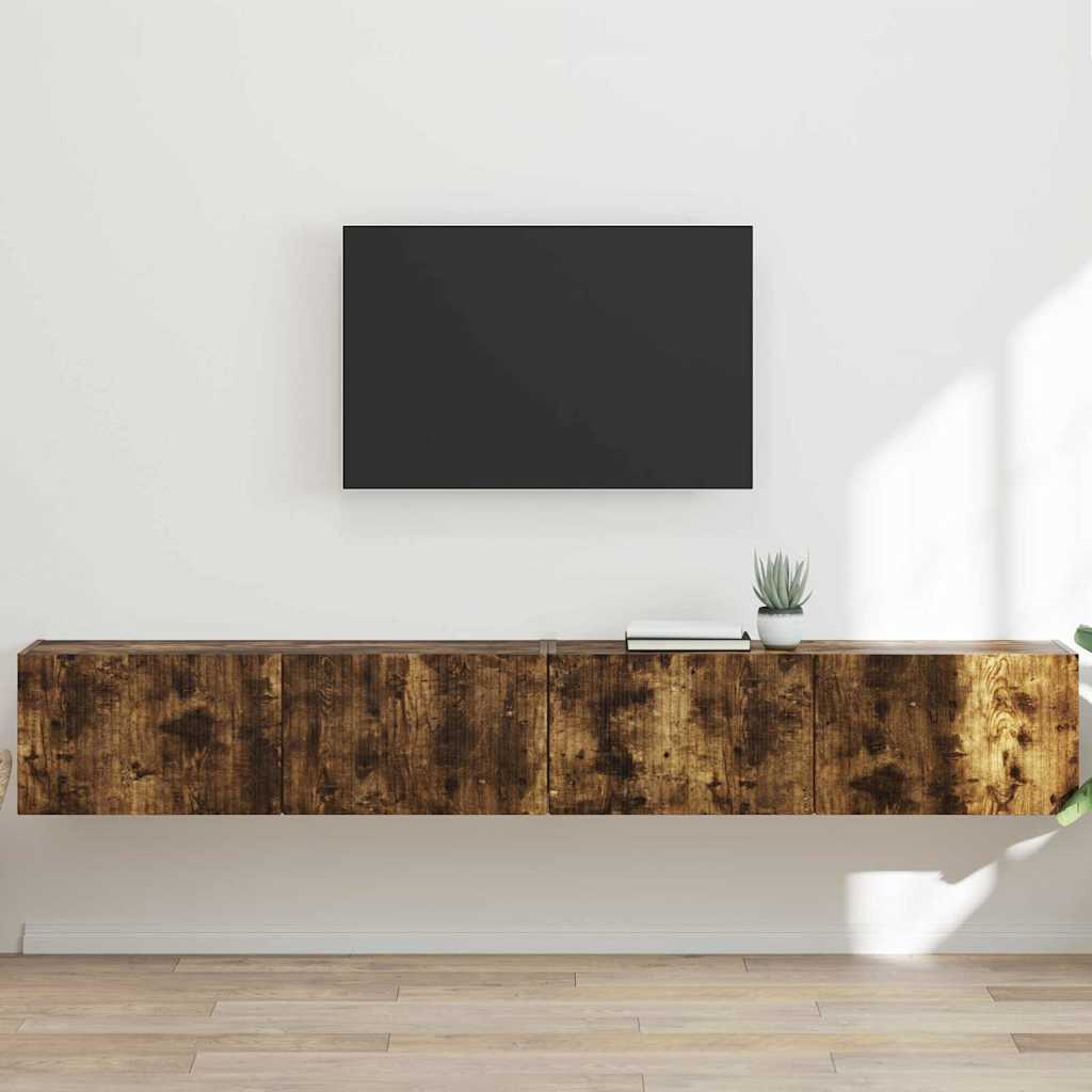 TV-Wandschrank 2 stk. Räuchereiche Holzwerkstoff
