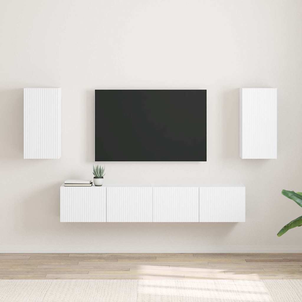 TV-Wandschrank 2 stk. Weiß Holzwerkstoff