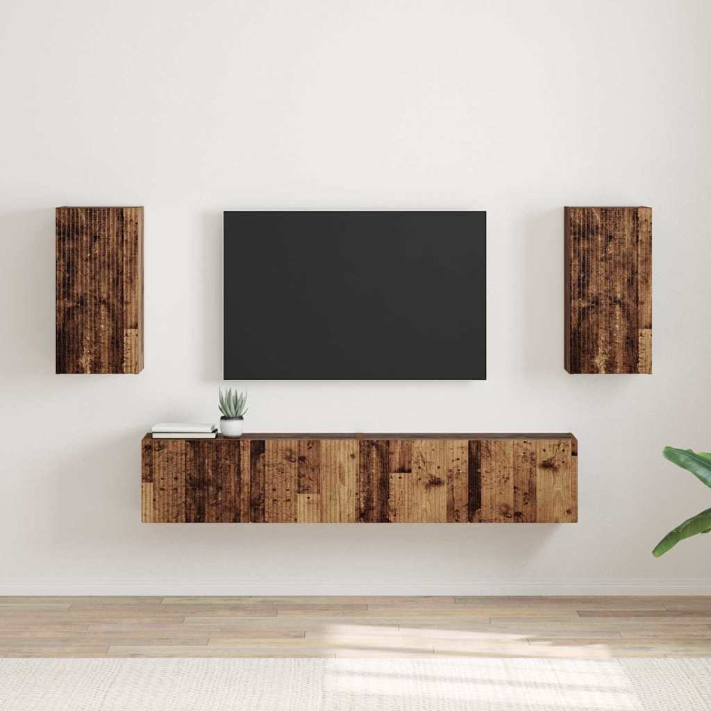 TV-Wandschrank 2 stk. Altholz Holzwerkstoff