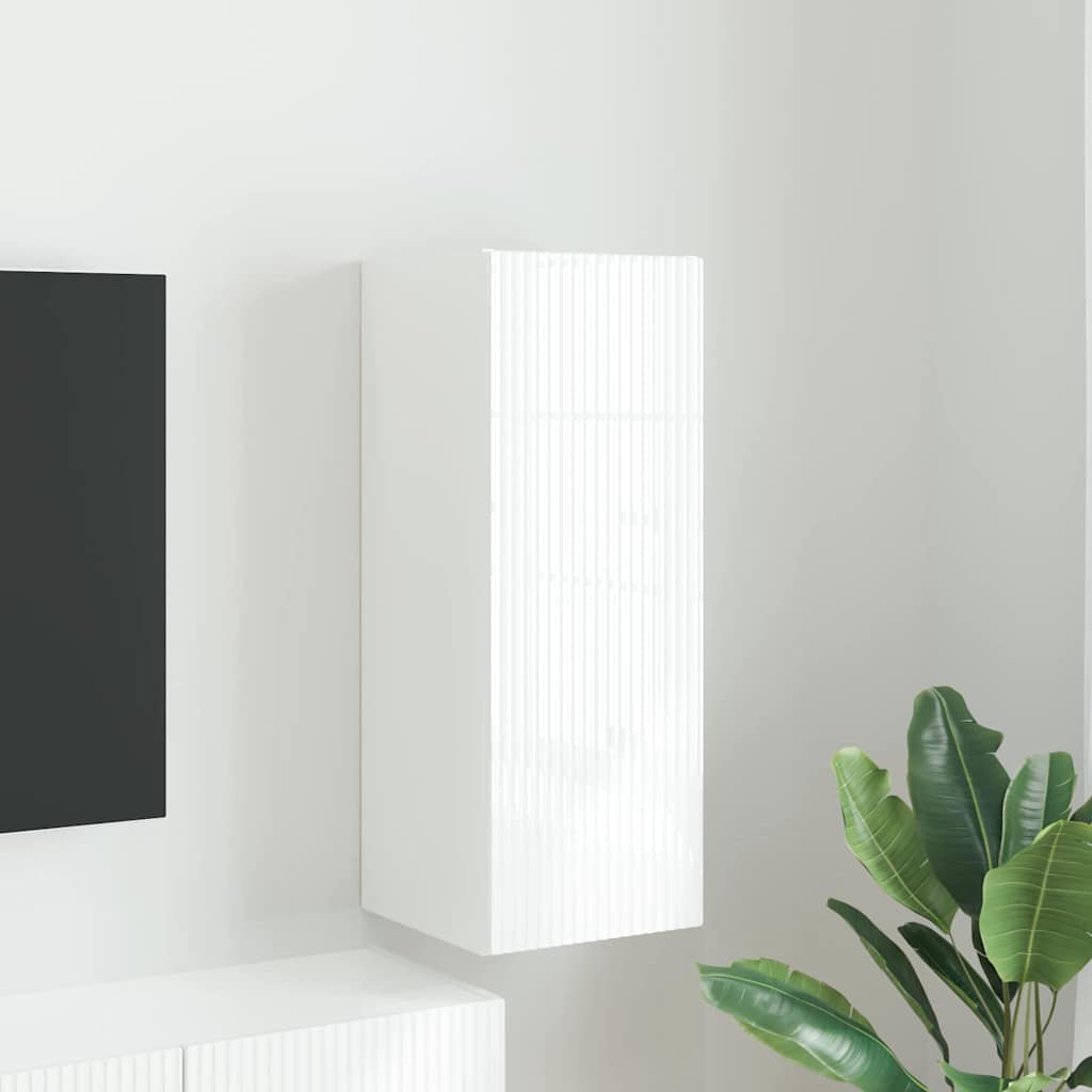 TV-Wandschrank 30 x 31 x 80 cm Glänzend Weiß Holzwerkstoff