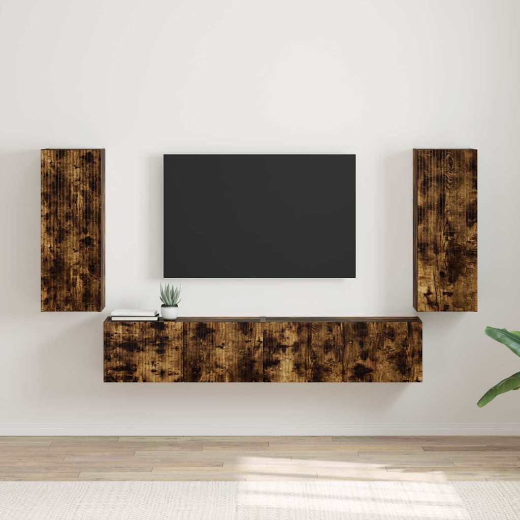 TV-Wandschrank 2 stk. Räuchereiche Holzwerkstoff