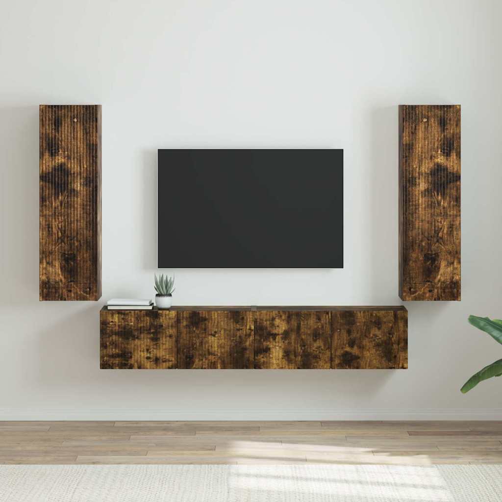TV-Wandschrank 2 stk. Räuchereiche Holzwerkstoff