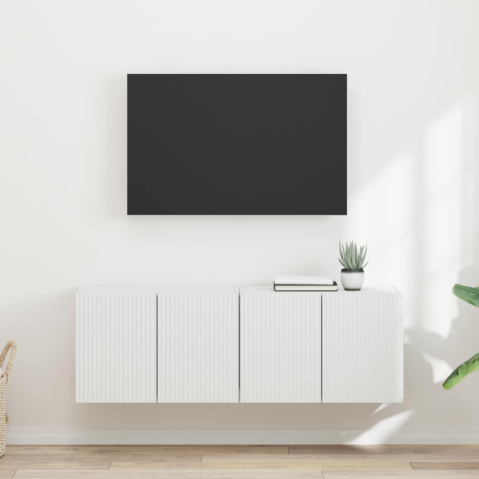 TV-Wandschrank 2 stk. Weiß Holzwerkstoff