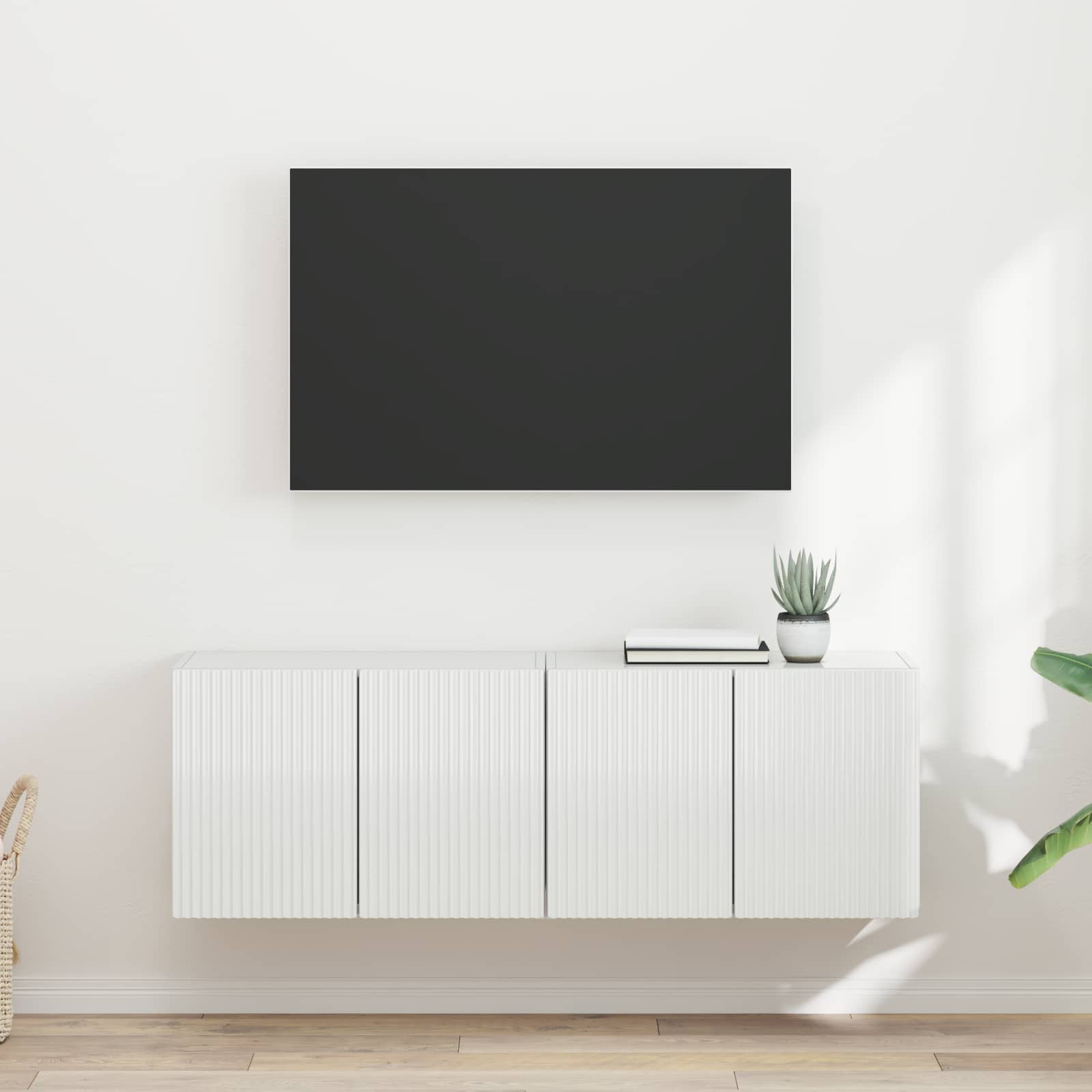 TV-Wandschrank 2 stk. Hochglanz Weiß Holzwerkstoff