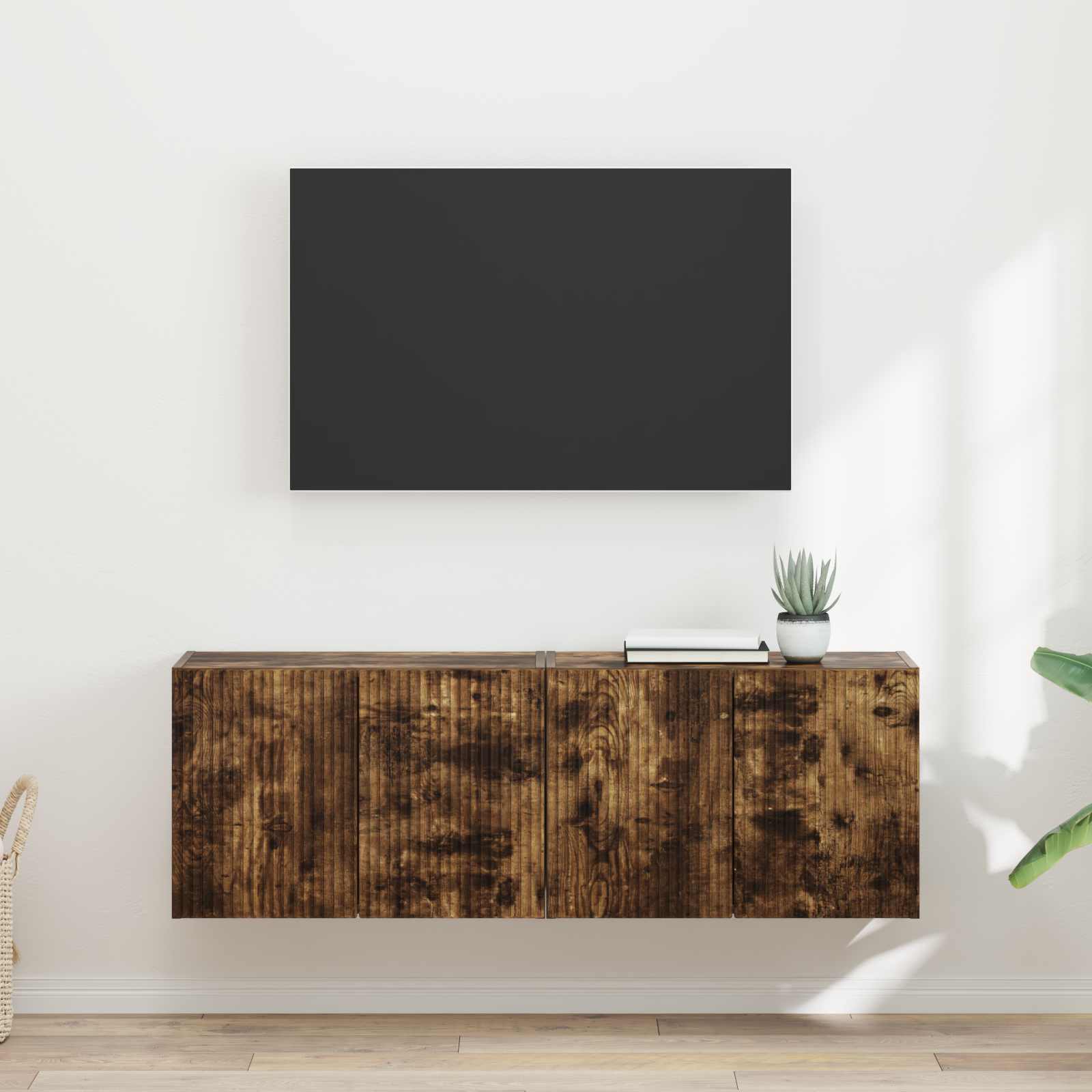 TV-Wandschrank 2 stk. Räuchereiche Holzwerkstoff