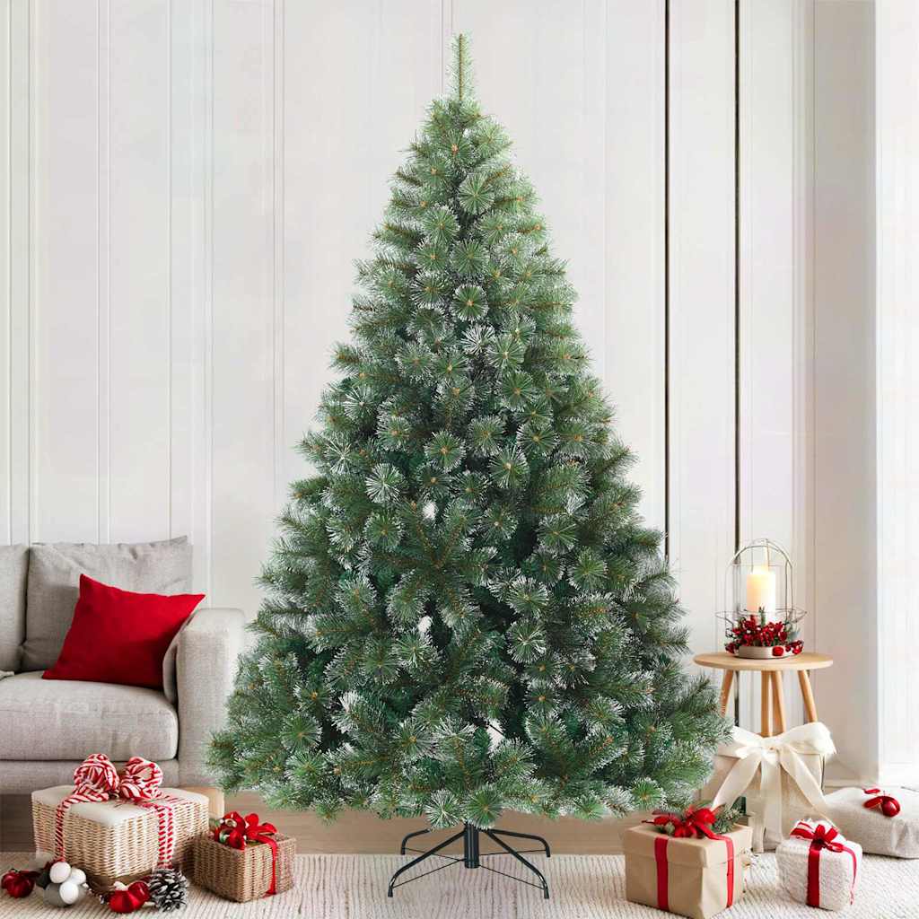 Künstlicher Scharnier-Weihnachtsbaum schneebedeckt Grün 210 cm