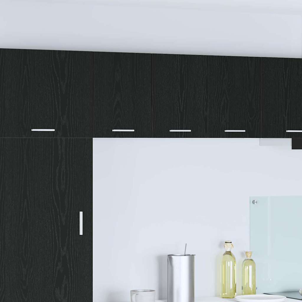 Hängeschrank 2 stk. Schwarze Eiche und Weiß Holzwerkstoff