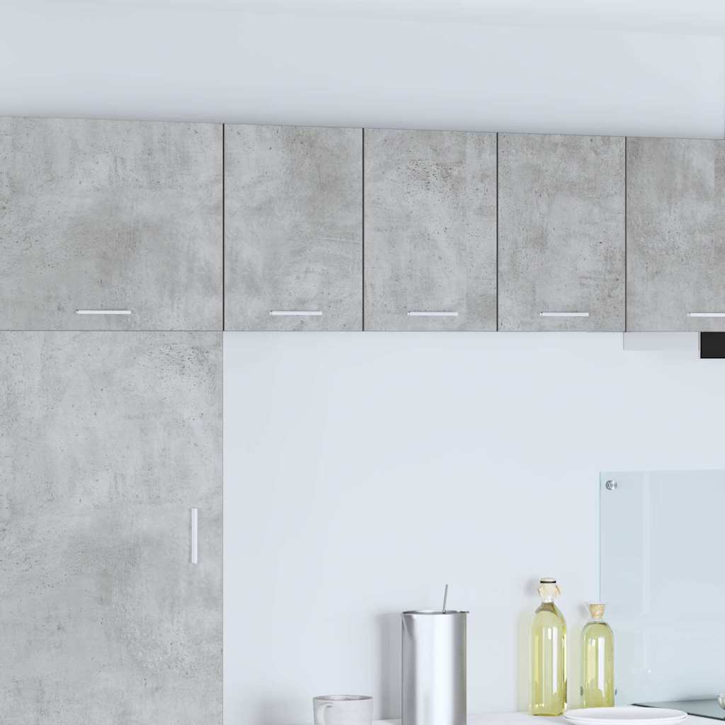 Hängeschrank 2 stk. Betongrau und Weiß Holzwerkstoff