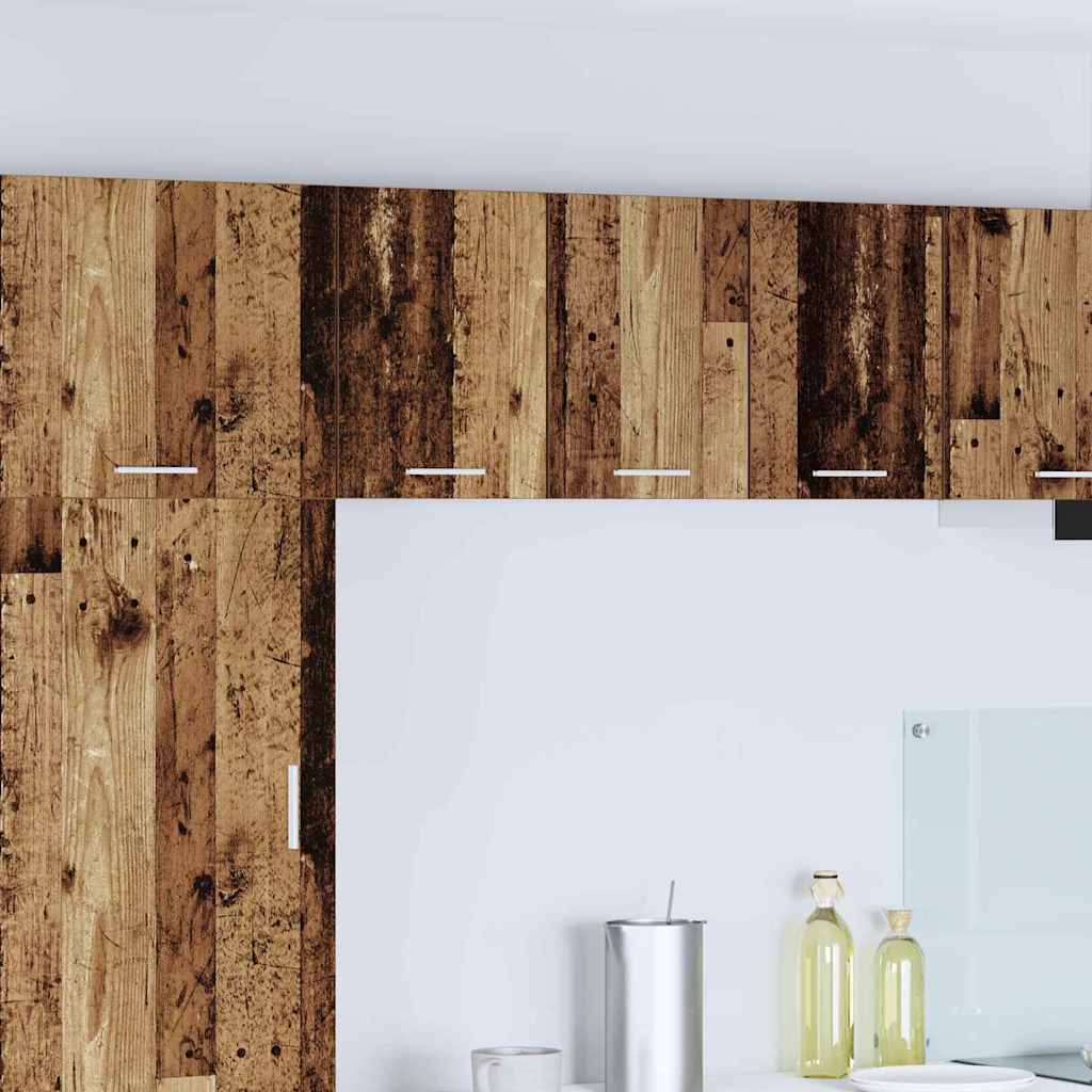 Hängeschrank 2 stk. Altes Holz und Weiß Holzwerkstoff