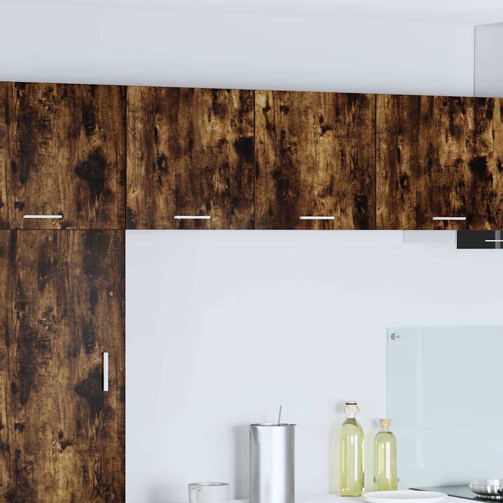 Hängeschrank 2 stk. Geräucherte Eiche und Weiß Holzwerkstoff