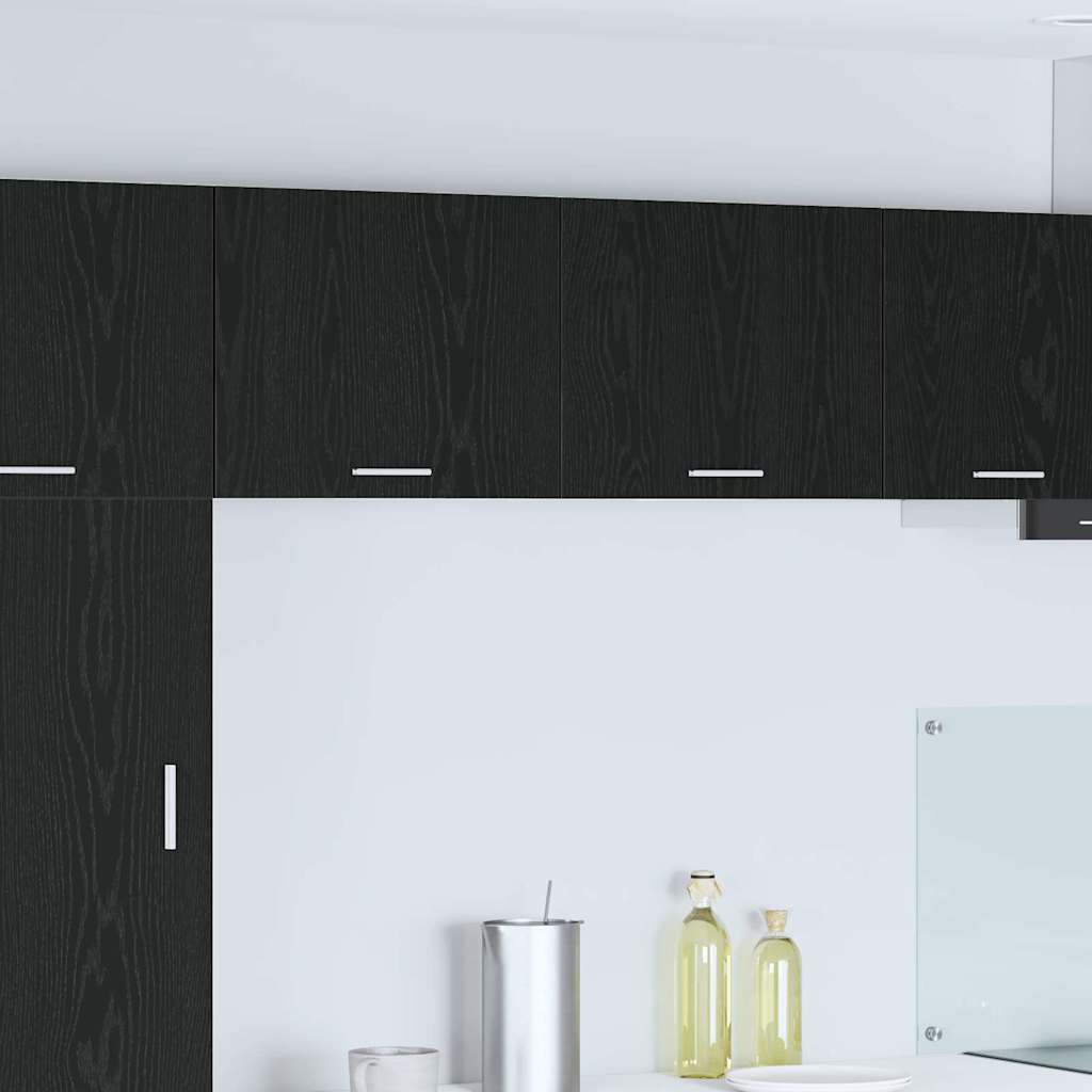 Hängeschrank 2 stk. Schwarze Eiche und Weiß Holzwerkstoff