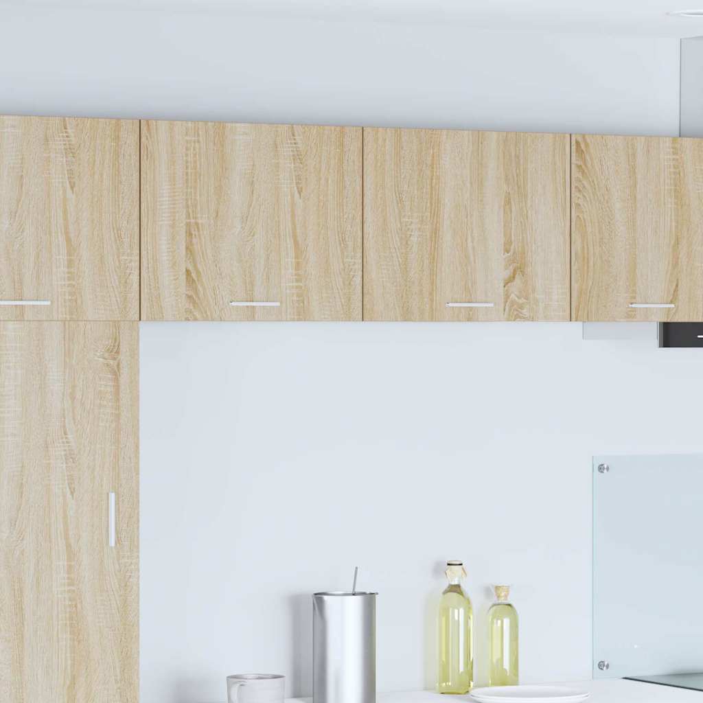 Hängeschrank 2 stk. Sonoma-Eiche und Weiß Holzwerkstoff