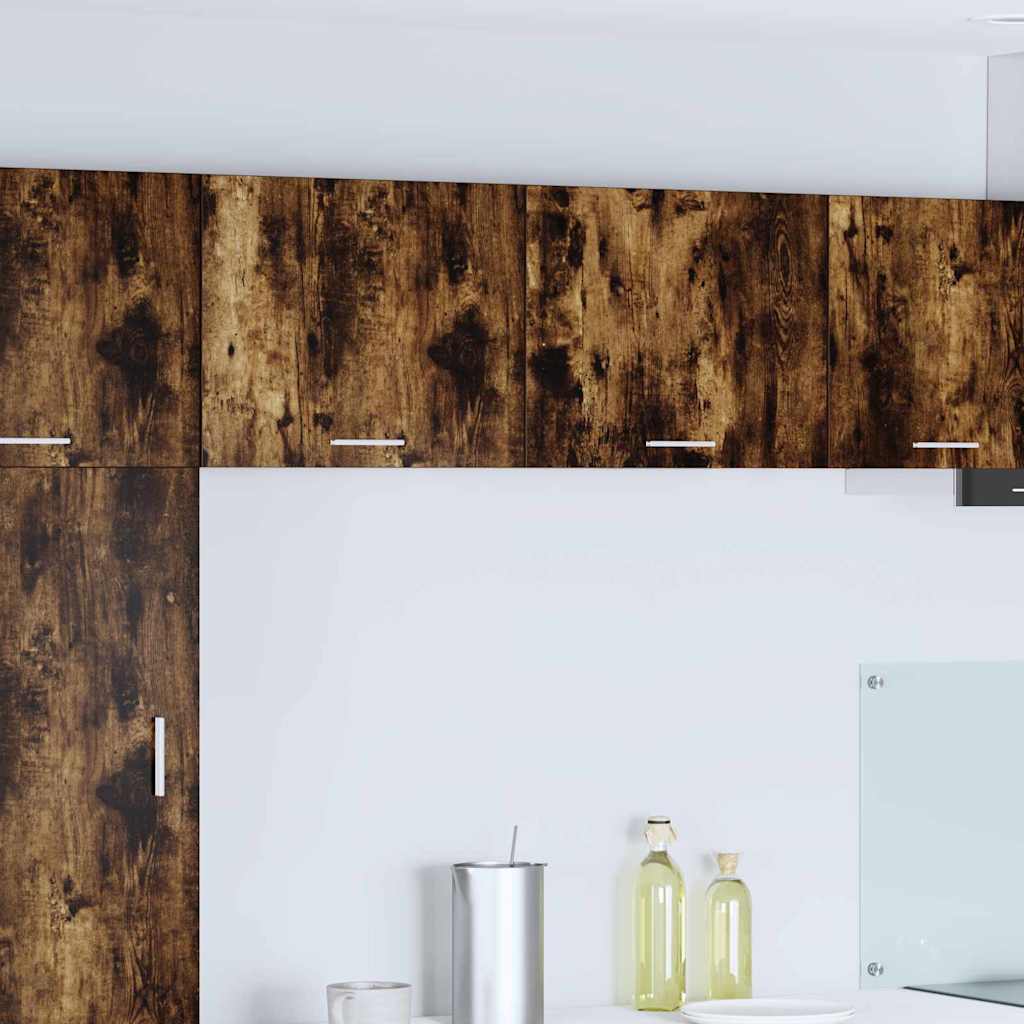 Hängeschrank 2 stk. Geräucherte Eiche und Weiß Holzwerkstoff