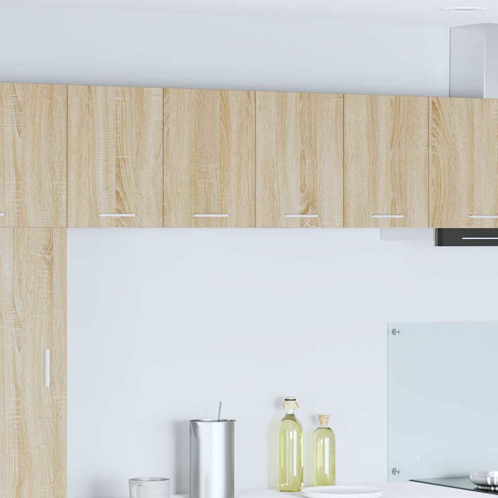 Hängeschrank 2 stk. Sonoma-Eiche und Weiß Holzwerkstoff