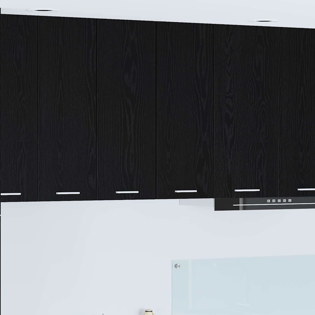 Hängeschrank 2 stk. Schwarze Eiche und Weiß Holzwerkstoff