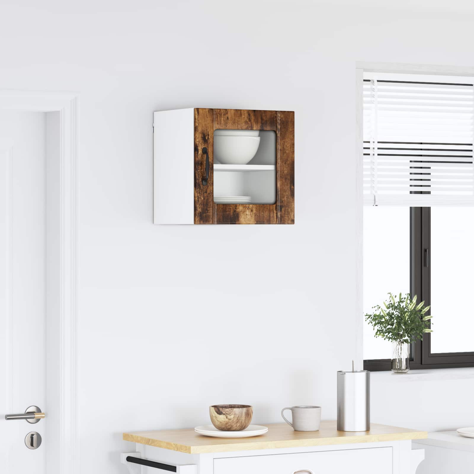 Wandglas-Schrank LUCCA Geräucherte Eiche 40 x 31 x 40 cm