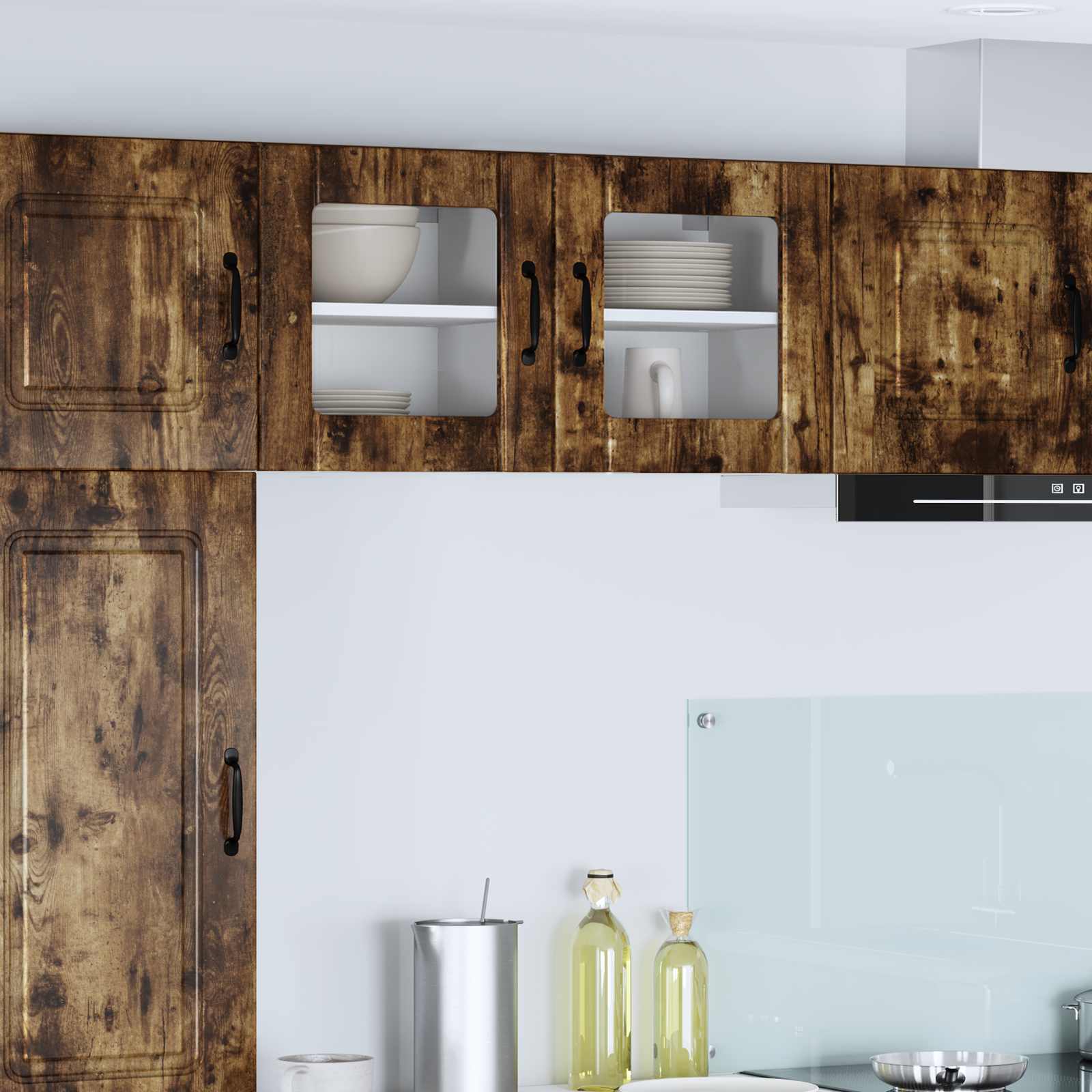 Wandglas-Schrank LUCCA 2 stk. Geräucherte Eiche Holzwerkstoff