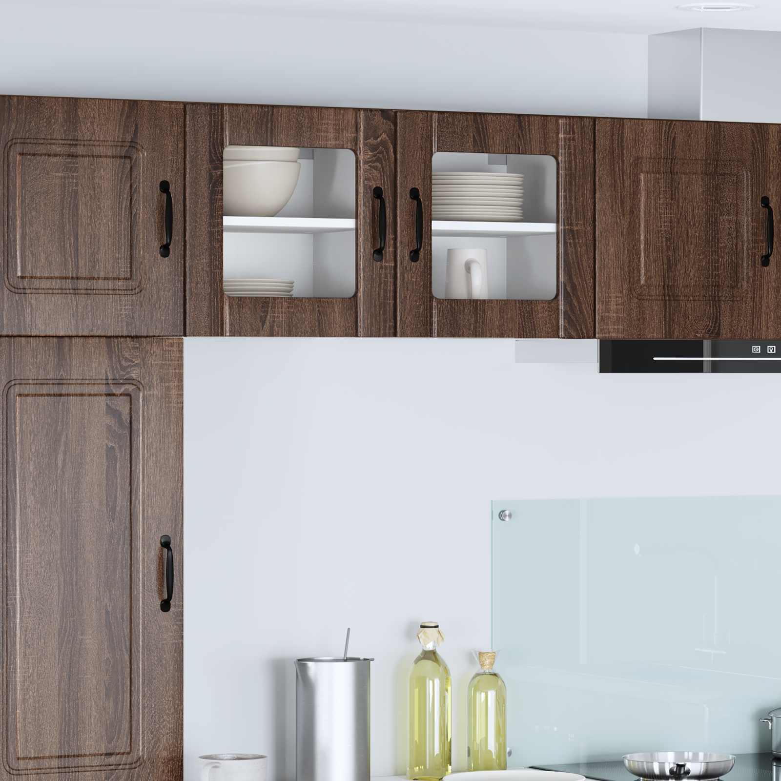 Wandglas-Schrank LUCCA 2 stk. Brauneiche Holzwerkstoff