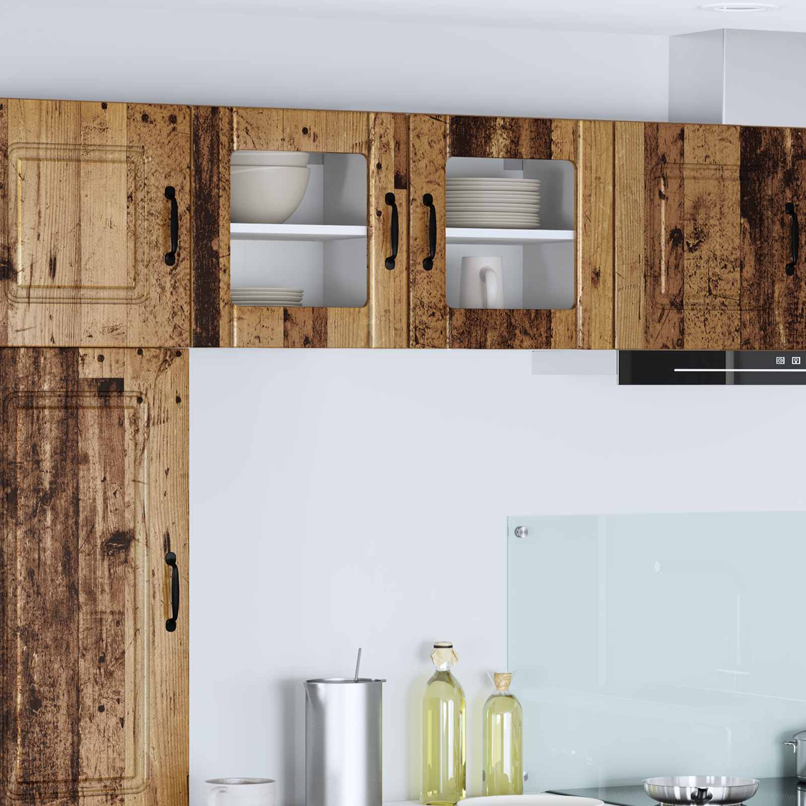 Wandglas-Schrank LUCCA 2 stk. Altholz Holzwerkstoff