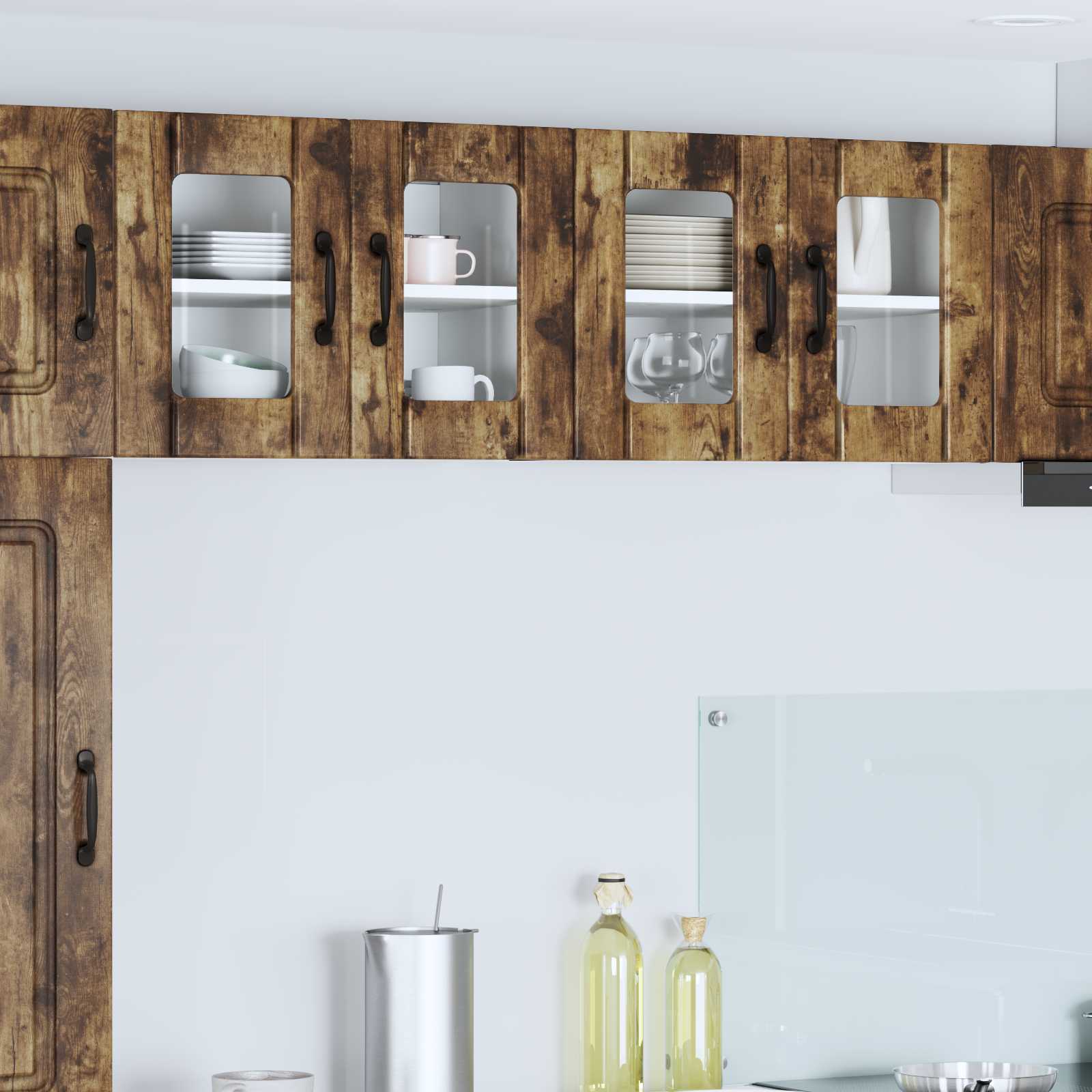 Wandglas-Schrank LUCCA 2 stk. Geräucherte Eiche Holzwerkstoff